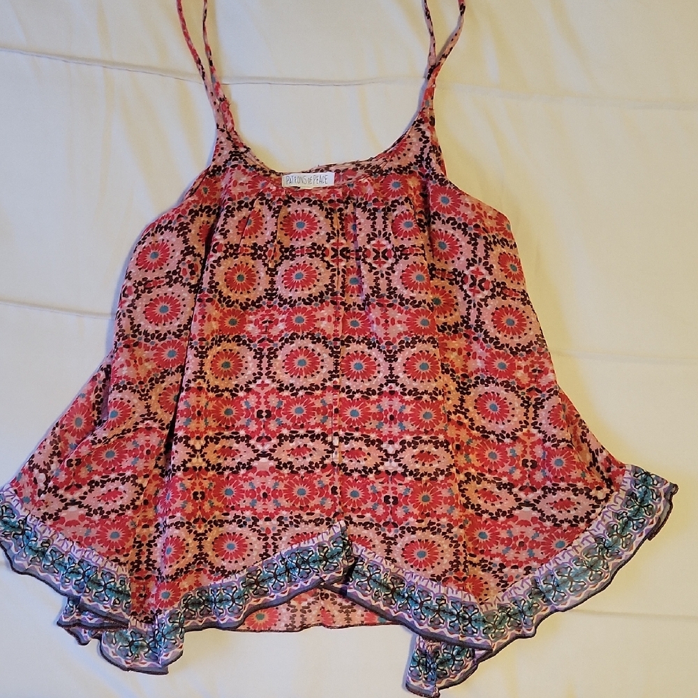 Patrons of Peace Pink and Black Patterned Camisole